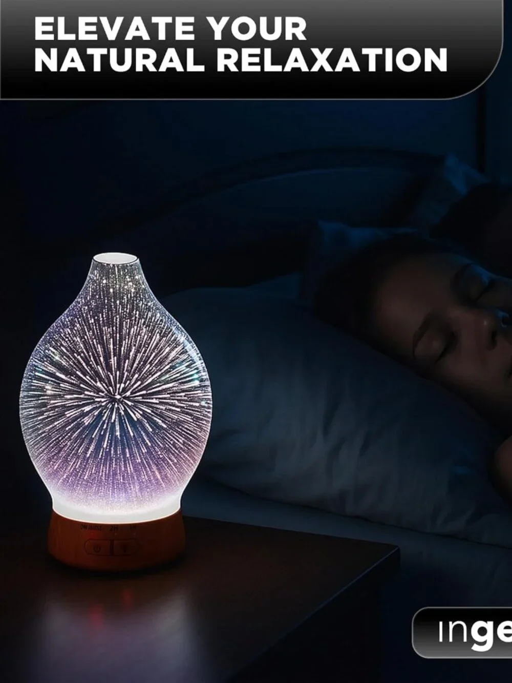 Aromatherapy Essential Oil Diffuser for Therapeutic Oils, w/ 3D Glass Vase